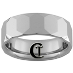 **Clearance** 7mm Beveled Tungsten Carbide Faceted Ring - Size 7 1/2
