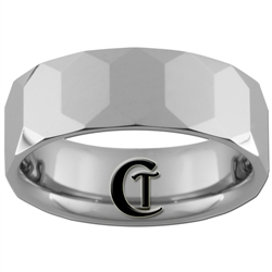 **Clearance** 7mm Beveled Tungsten Carbide Faceted Ring - Size 7 1/2