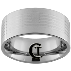 **Clearance** 10mm Pipe Tungsten Carbide Music Lasered Design - Size 10