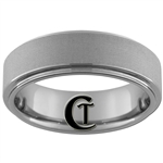 **Clearance** 7mm 1-Step Pipe Machined Center Tungsten Carbide Ring - Size 9