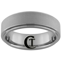 **Clearance** 7mm 1-Step Pipe Machined Center Tungsten Carbide Ring - Size 9