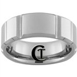 **Clearance** 8mm Side Grooved Beveled Tungsten Carbide Ring -Limited Sizes