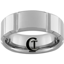 **Clearance** 8mm Side Grooved Beveled Tungsten Carbide Ring -Limited Sizes