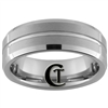 **Clearance** 7mm Bevel Grooved & Satin Center Tungsten Carbide Satin Ring -Limited Sizes - 9