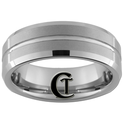 **Clearance** 7mm Bevel Grooved & Satin Center Tungsten Carbide Ring -Limited Sizes