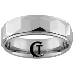 **Clearance** 7mm 1-Step Dome Tungsten Carbide Faceted Design - Sizes 8 1/2, 10 1/2