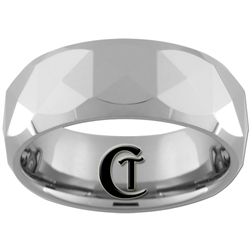 **Clearance** 8mm Beveled Tungsten Carbide Faceted Design - Sizes 8, 8 1/2