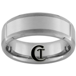 **Clearance** 8mm Satin Side Beveled Tungsten Carbide Ring - Sizes 9, 11, 11 1/2