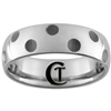 **Clearance** 7mm Side Cut Enameled Grooves Dome Tungsten Carbide Ring - Size 10