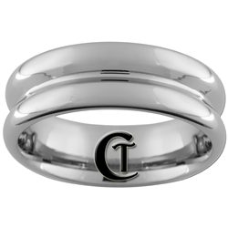 **Clearance** 7mm Concave Pipe Tungsten Carbide Ring - Sizes 9, 9 1/2, 10