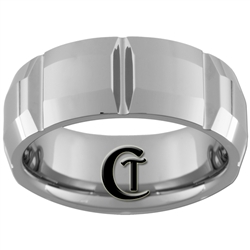 **Clearance** 8mm Side Grooved Beveled Tungsten Carbide Ring -Limited Sizes 7, 7 1/2, 8 1/2, 11 1/2