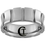 **Clearance** 8mm Side Grooved Concaved Tungsten Carbide Ring - Sizes 9, 10