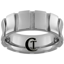 **Clearance** 8mm Side Grooved Concaved Tungsten Carbide Ring - Sizes 9, 10