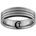 **Clearance** 7mm Beveled 3-Grooved Tungsten Carbide Ring -Limited Sizes