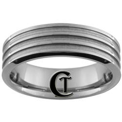 **Clearance** 7mm Beveled 3-Grooved Tungsten Carbide Ring -Limited Sizes