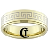 **Clearance** 8mm 1-Step Pipe Gold Tungsten Carbide Lasered Design -Size 12.5