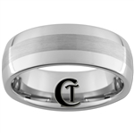 8mm Dome With Satin Finish Center Tungsten Carbide Band Ring