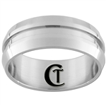 8mm Dome Middle Grooved Stainless Steel Ring - Limited Sizes