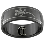 8mm Black Dome Stainless Steel Gecko Design Ring - Sizes 6, 8 1/2, 9, 10, 11