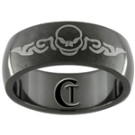 8mm Black Dome Stainless Steel Skull Design Ring - Sizes 7, 7 1/2, 9, 10