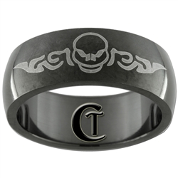 8mm Black Dome Stainless Steel Skull Design Ring - Sizes 7, 7 1/2, 9, 10