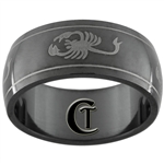 8mm Black Dome Stainless Steel Scorpion Design Ring - Sizes 6, 7, 7 1/2, 10