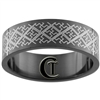 8mm Black Pipe Stainless Steel Lasered Design Ring - Size 14