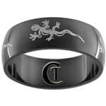 8mm Black Dome Stainless Steel Gecko Design Ring - Sizes 10, 11