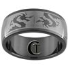 8mm Black Dome Stainless Steel Dragon Design Ring - Sizes 7 1/2, 12