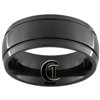 9mm Black Dome with 2-Grooves Stainless Steel Ring - Limited Sizes