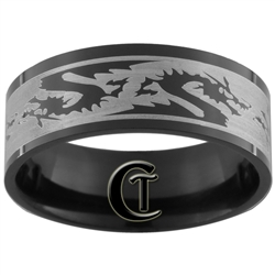 8mm Black Pipe Stainless Steel Dragon Ring