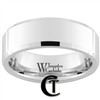 8mm Beveled White Tungsten Carbide Polished Ring