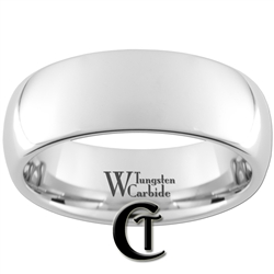 8mm Dome White Tungsten Carbide Polished Ring