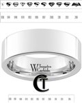 8mm Pipe White Tungsten Carbide Polished Ring Custom Laser Design