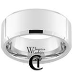 10mm Beveled White Tungsten Carbide Polished Ring