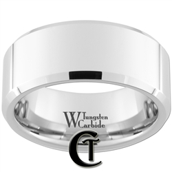 10mm Beveled White Tungsten Carbide Polished Ring