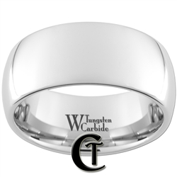 10mm Dome White Tungsten Carbide Polished Ring