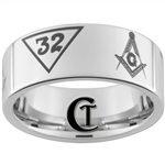 10mm Pipe White Tungsten Carbide Polished Masonic 32nd Degree Ring