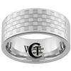 10mm Pipe White Tungsten Carbide Polished Checkered Ring
