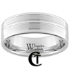 8mm Pipe White Tungsten Carbide Grooved Satin & Polished Finish Ring