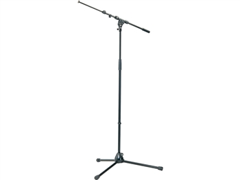 K&M 210/9 Black Boom Microphone Stand -Heavy duty black tripod - telescoping boom