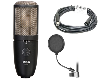 AKG P420 Project Studio Multi-Pattern Condenser Microphone w/ FREE 20' Whirlwind Mic Cable & FREE On-Stage 6" Pop Filter
