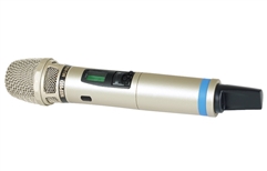 Mipro ACT-800H-5UA handheld Digital mic transmitter 482 mHz to 554mHz  MU-90A cardioid condenser Mic capsule Transmitter; uses lithium ion or AA alkaline batteries.  Includes USB Type C charging cable