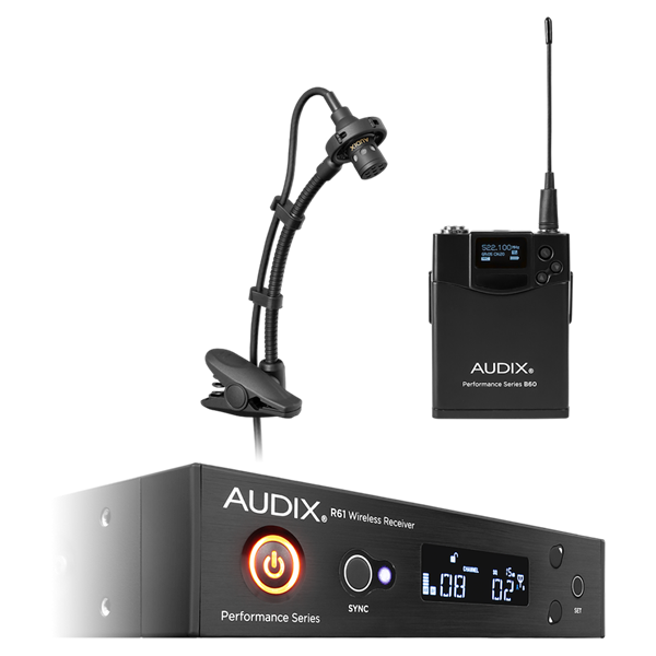 Audix AP61 SAX R61 Single-Channel True Diversity Receiver with Bodypack Transmitter ADX20i Clip-On Instrument Microphone (522 to 586 MHz)