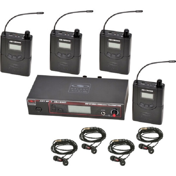 Galaxy Audio AS-1200-4 BAND PACK 210 Channel Stereo Wireless Personal In-Ear Monitor System