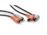 Hosa CRA-203R - DUAL Right Angle RCA Male to Straight RCA Male - 3 m