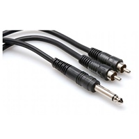 Hosa CYR-102 Y-Cable - 1/4-inch TS to Two RCA - 2m (6.6 Ft.)