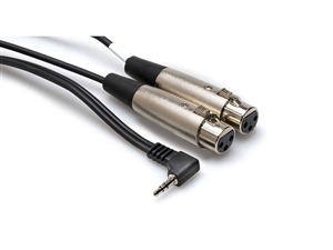 Hosa CYX-405F Y-Cable - Right Angle 1/8-inch (3.5mm) TRS (M) to Two XLR(F) - 5 ft.