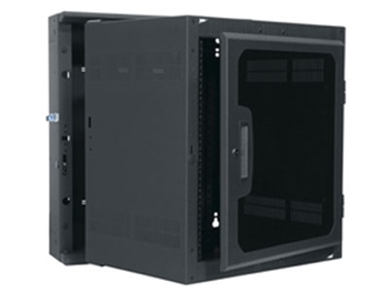 Middle Atlantic DWR-10-17PD - 10 space wall mounted rack, 17" depth, all metal, black, with Plexi door