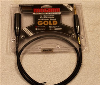 Mogami GOLD-TRSXLRM-03, Patch Cable, 1/4 TRS to XLRM, 3 Ft.